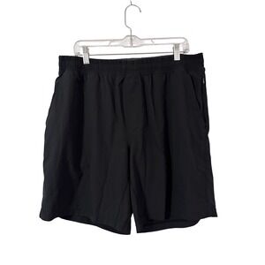 RHONE Black Performance Athletic Shorts Men's XL Elastic Waist Pockets Gym BB 8"